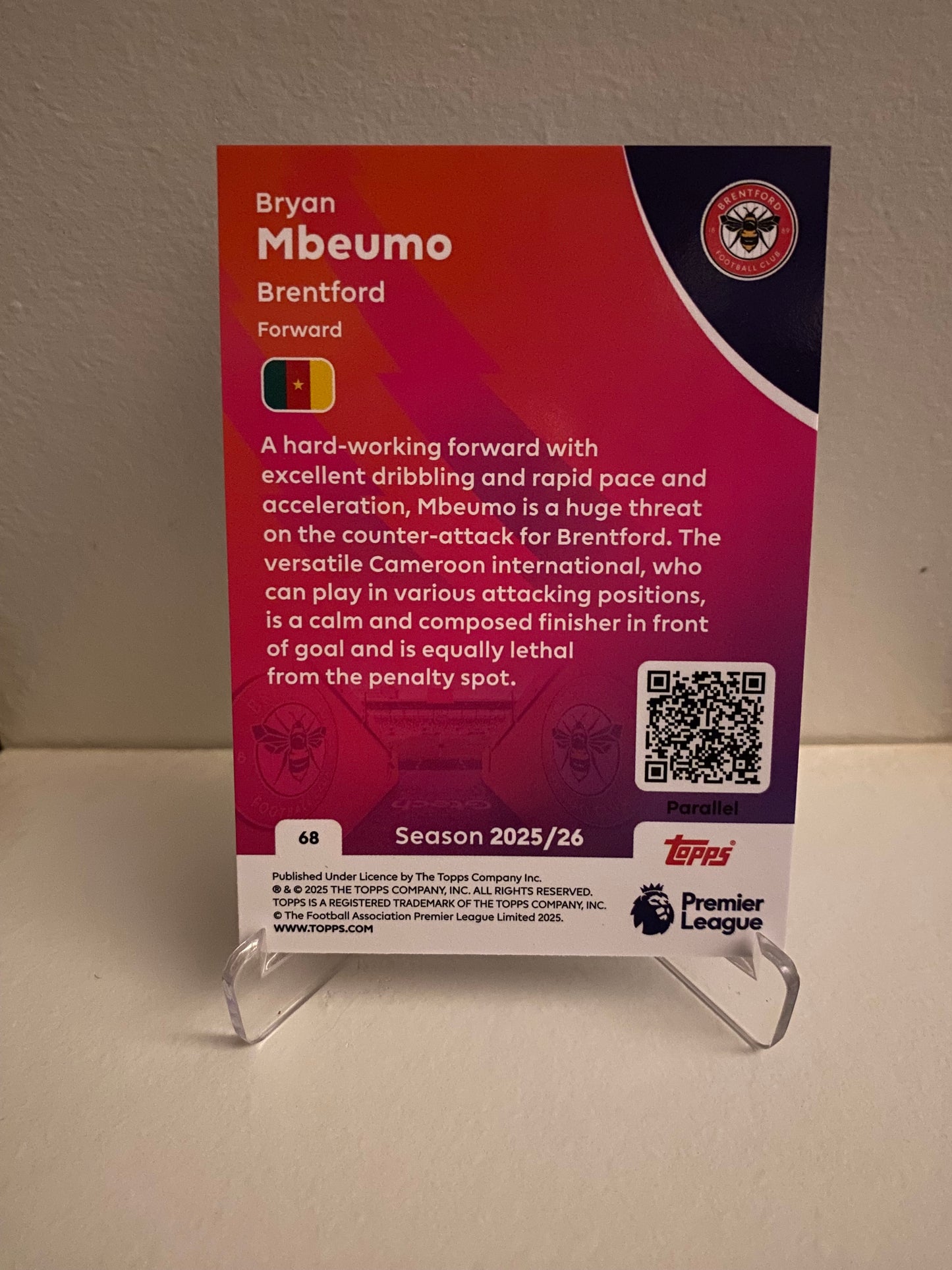 Fodbold kort Topps Premier League 2025/2026 - Blue Parallel Bryan Mbeumo - Pokedexet
