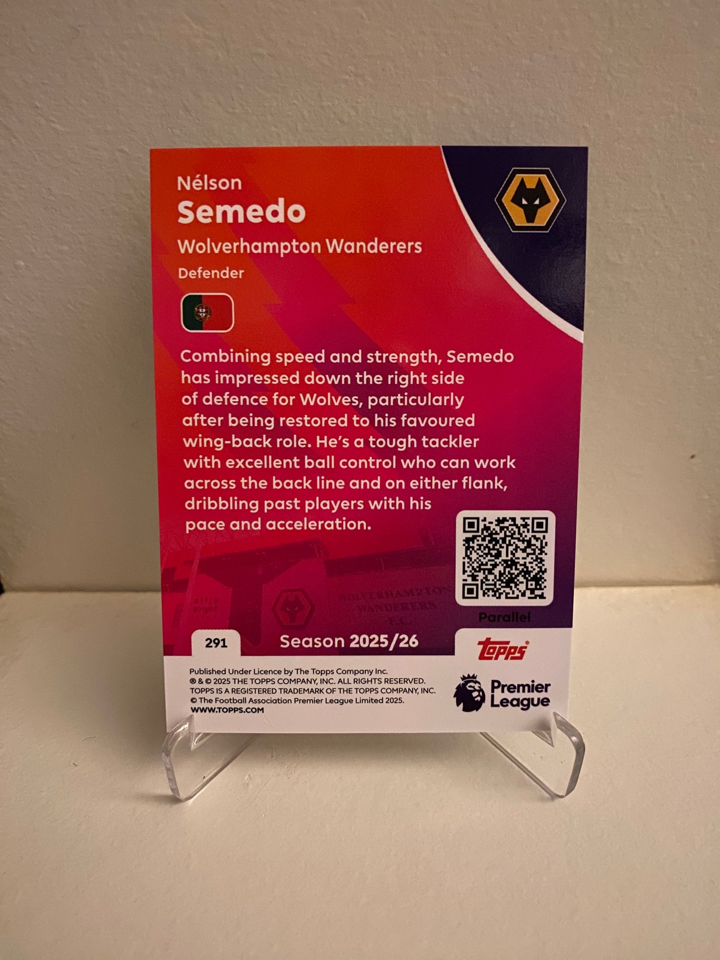 Fodbold kort Topps Premier League 2025/2026 - Green Parallel Nelson Semedo - Pokedexet