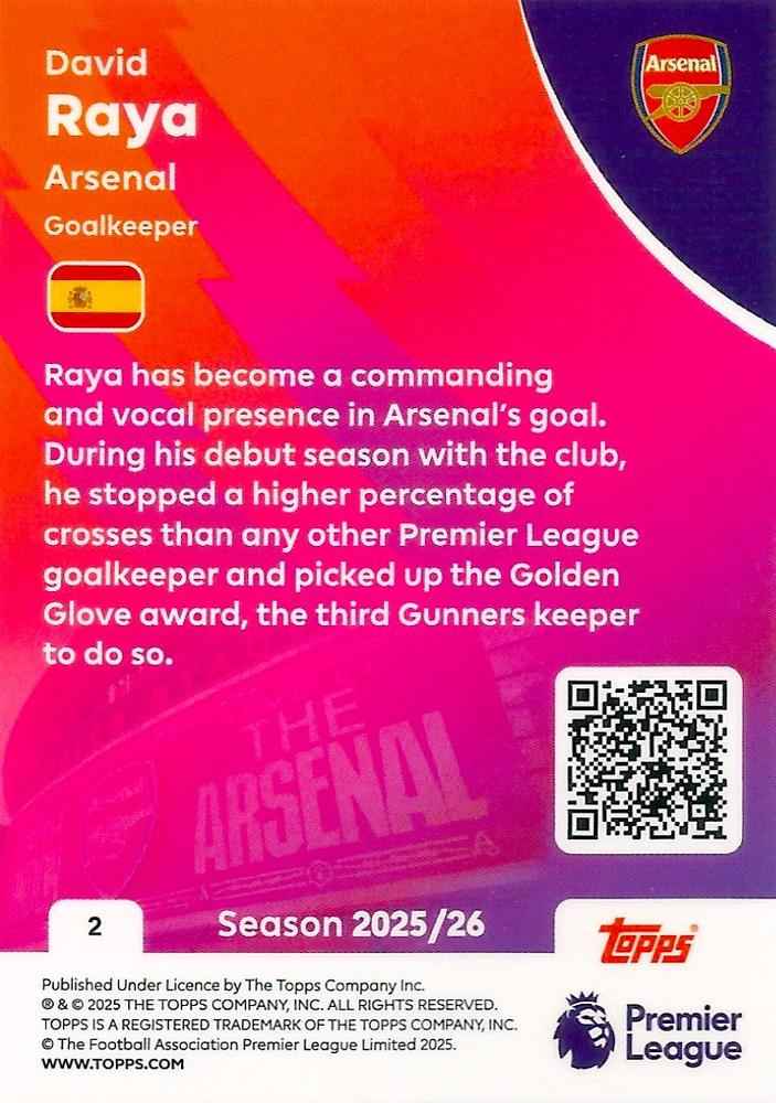 Fodbold kort Topps Premier League 2025/2026 - Arsenal David Raya