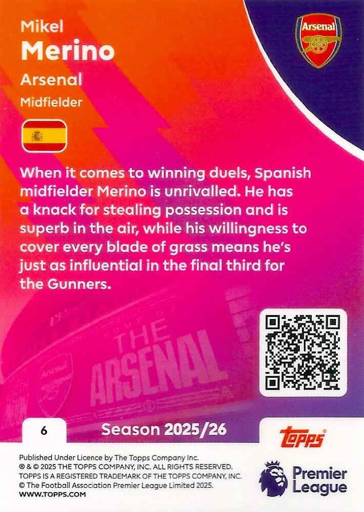 Fodbold kort Topps Premier League 2025/2026 - Arsenal Mikel Merino
