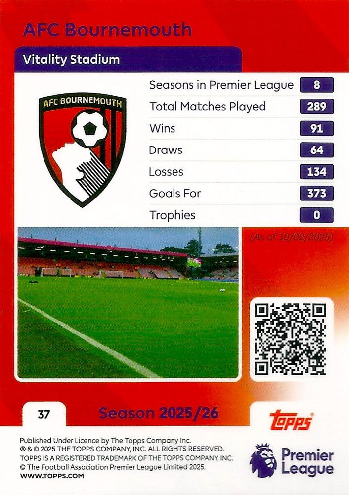 Fodbold kort Topps Premier League 2025/2026 - Team Badge AFC Bournemouth - Pokedexet