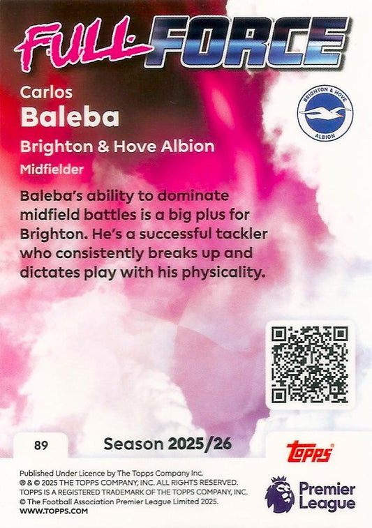 Fodbold kort Topps Premier League 2025/2026 - Full Force Carlos Baleba - Pokedexet