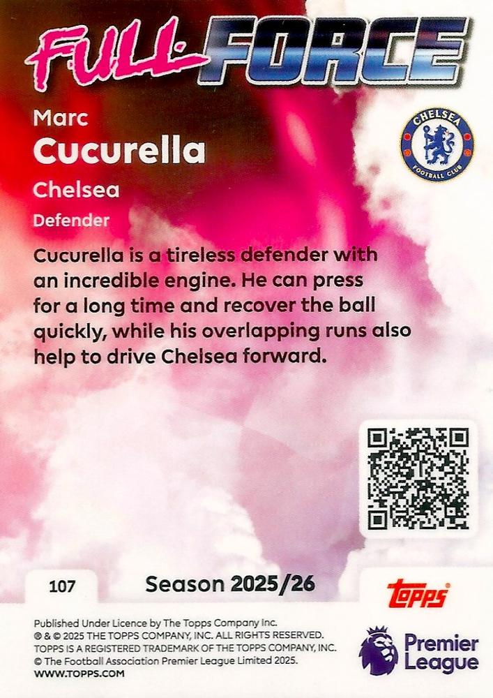Fodbold kort Topps Premier League 2025/2026 - Full Force Marc Cucurella - Pokedexet