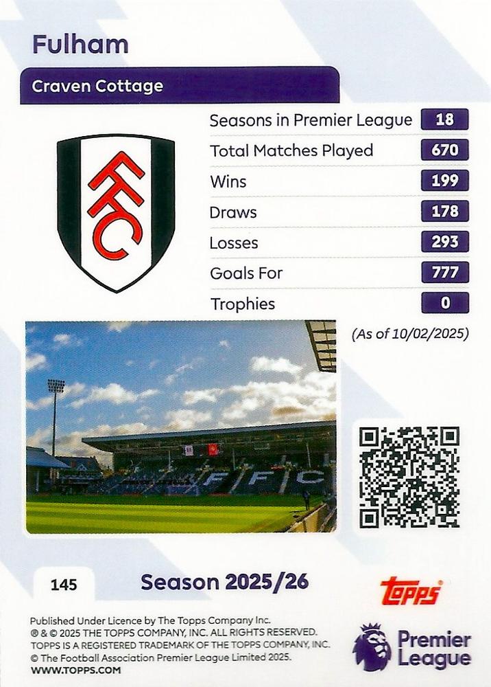 Fodbold kort Topps Premier League 2025/2026 - Team Badge Fulham - Pokedexet