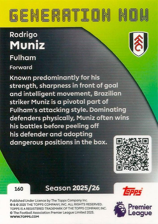 Fodbold kort Topps Premier League 2025/2026 - Generation Now Rodrigo Muniz - Pokedexet