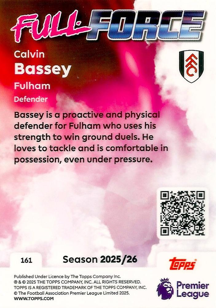 Fodbold kort Topps Premier League 2025/2026 - Full Force Calvin Bassey - Pokedexet