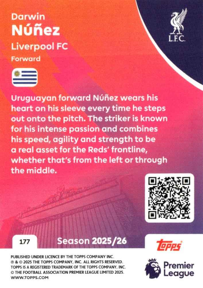 Fodbold kort Topps Premier League 2025/2026 - Liverpool Darwin Nunez
