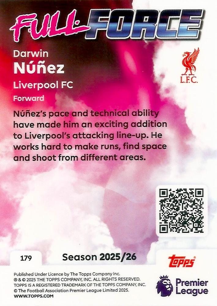 Fodbold kort Topps Premier League 2025/2026 - Full Force Darwin Nunez - Pokedexet
