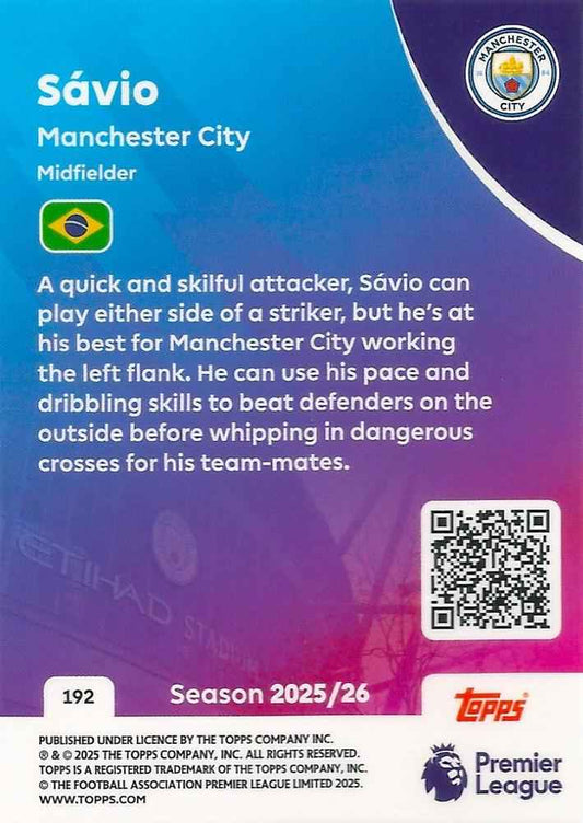 Fodbold kort Topps Premier League 2025/2026 - Manchester City Savio
