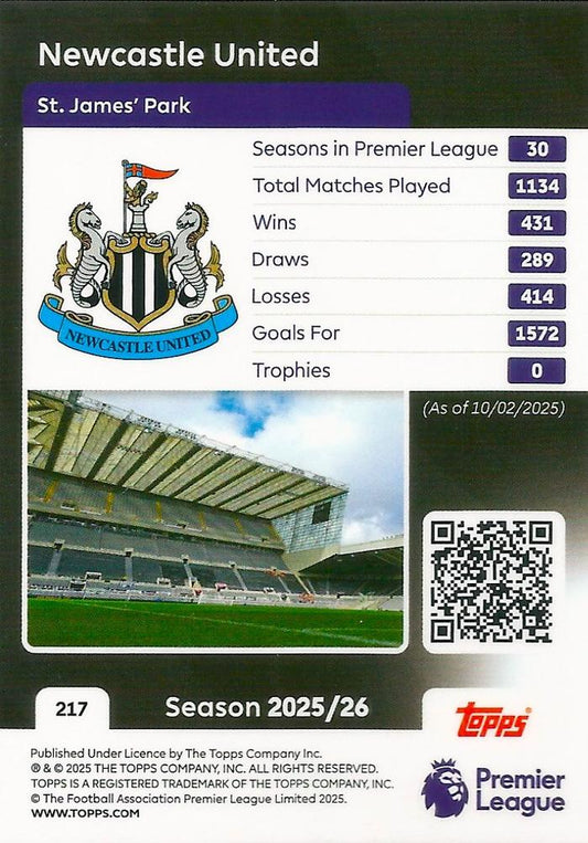 Fodbold kort Topps Premier League 2025/2026 - Team Badge Newcastle United - Pokedexet