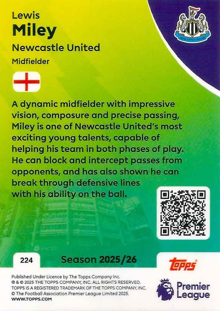 Fodbold kort Topps Premier League 2025/2026 - Newcastle Lewis Miley
