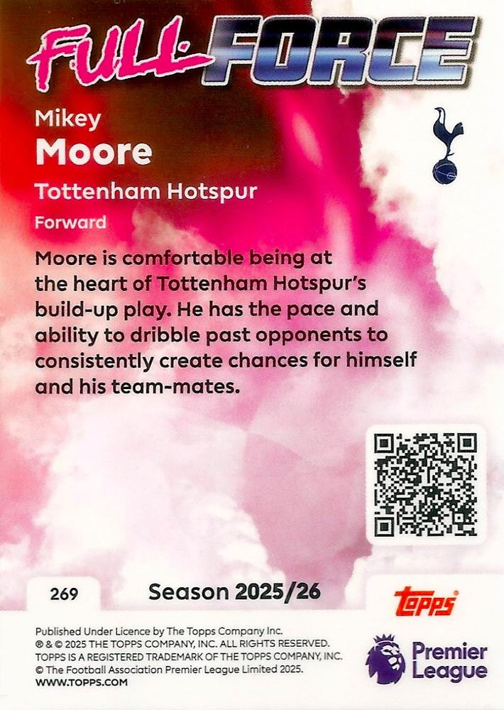 Fodbold kort Topps Premier League 2025/2026 - Full Force Mikey Moore - Pokedexet