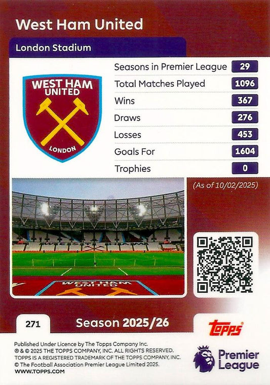 Fodbold kort Topps Premier League 2025/2026 - Team Badge West Ham United - Pokedexet