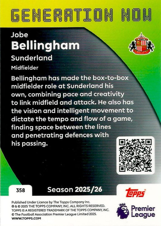 Fodbold kort Topps Premier League 2025/2026 - Generation Now Jobe Bellingham - Pokedexet