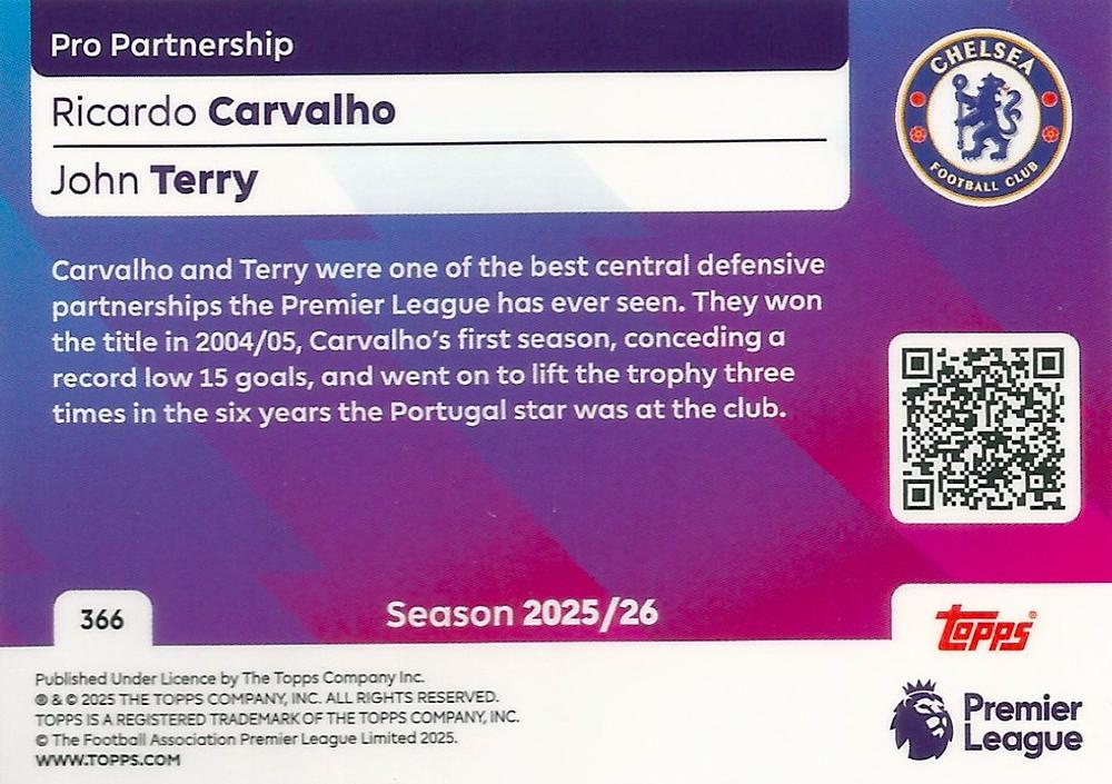 Fodbold kort Topps Premier League 2025/2026 - Pro Partnership Ricardo Carvalho/John Terry - Pokedexet