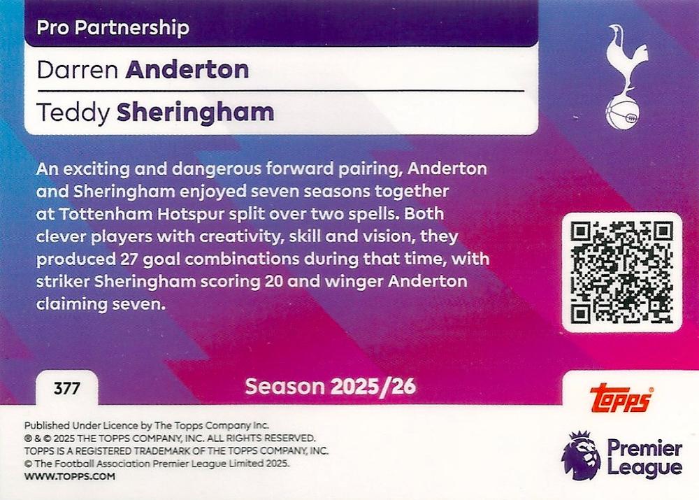 Fodbold kort Topps Premier League 2025/2026 - Pro Partnership Darren Anderton/Teddy Sheringham - Pokedexet