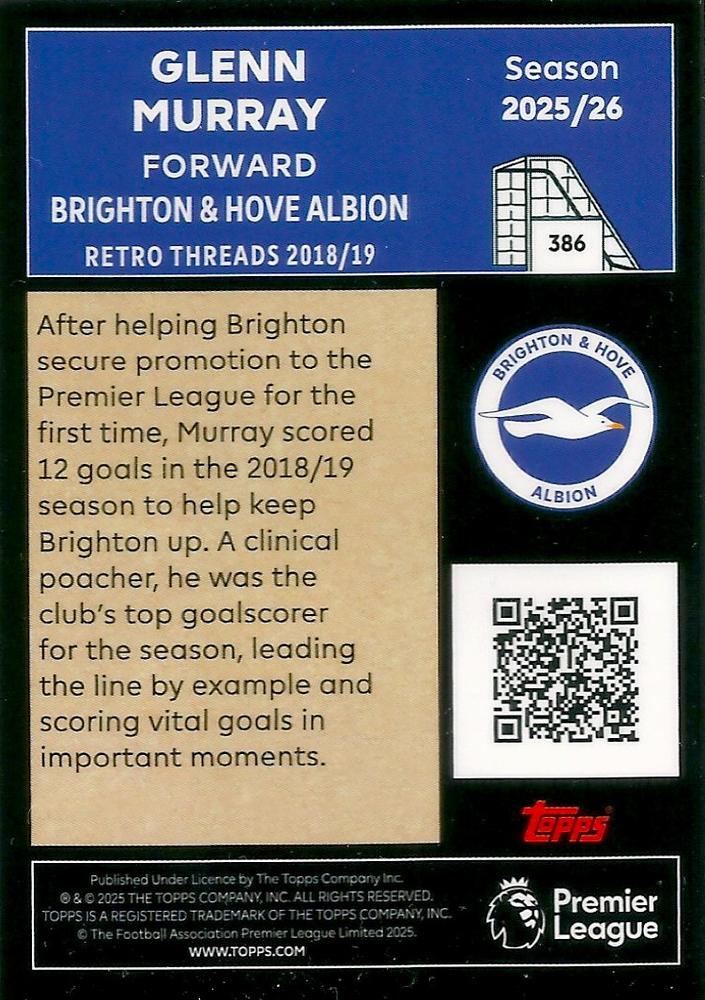 Fodbold kort Topps Premier League 2025/2026 - Retro Threads Glenn Murray - Pokedexet