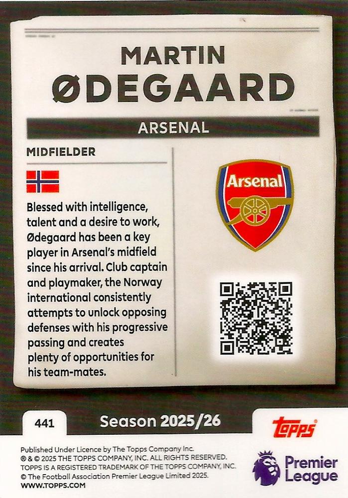 Fodbold kort Topps Premier League 2025/2026 - Headlines Martin Ødegaard - Pokedexet