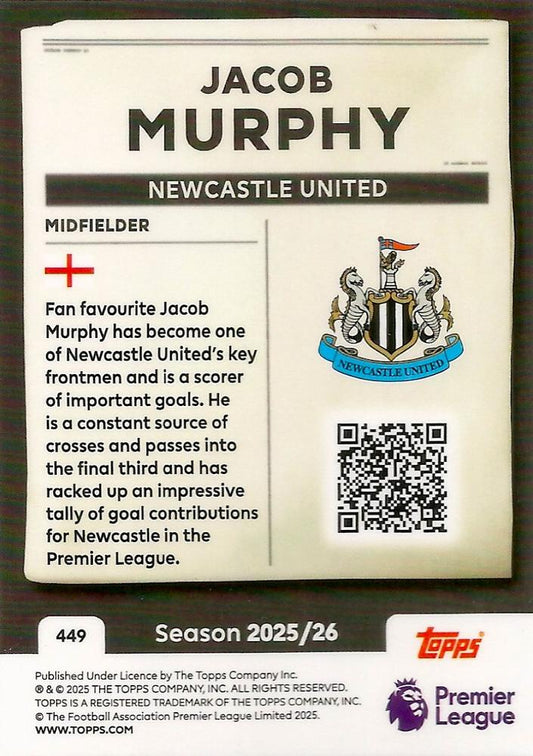Fodbold kort Topps Premier League 2025/2026 - Headlines Jacob Murphy - Pokedexet