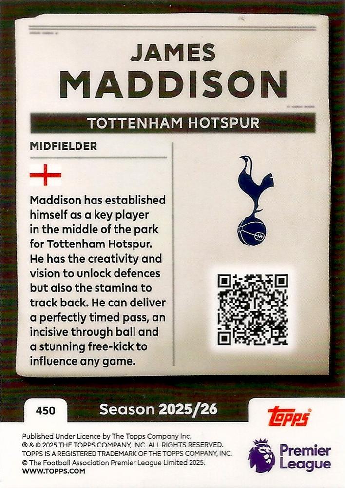 Fodbold kort Topps Premier League 2025/2026 - Headlines James Maddison - Pokedexet