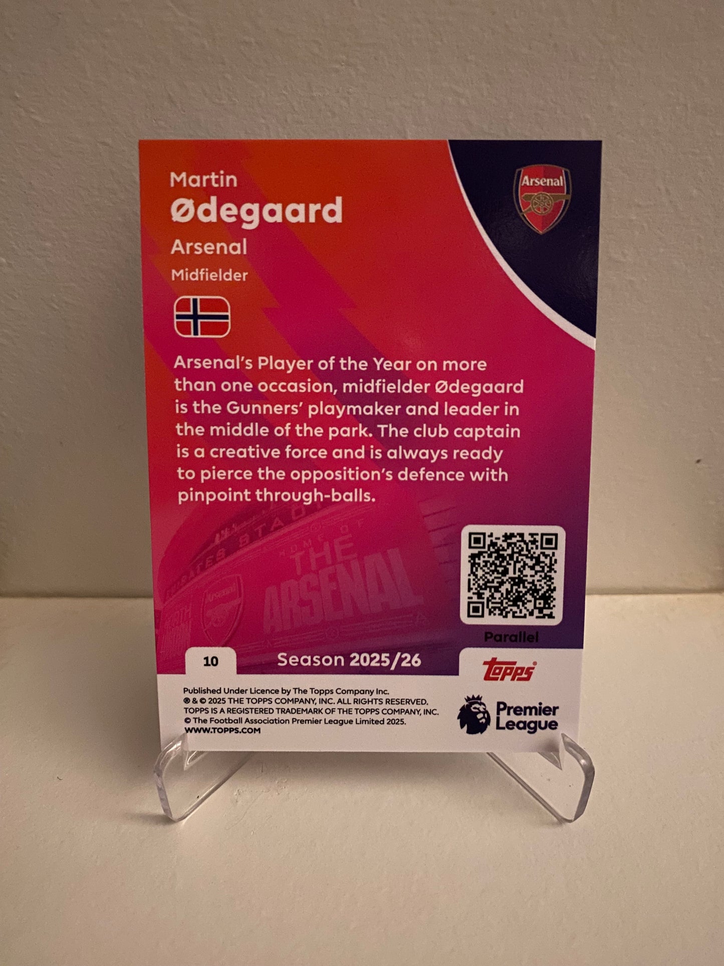 Fodbold kort Topps Premier League 2025/2026 - Blue Parallel Martin Ødegaard - Pokedexet