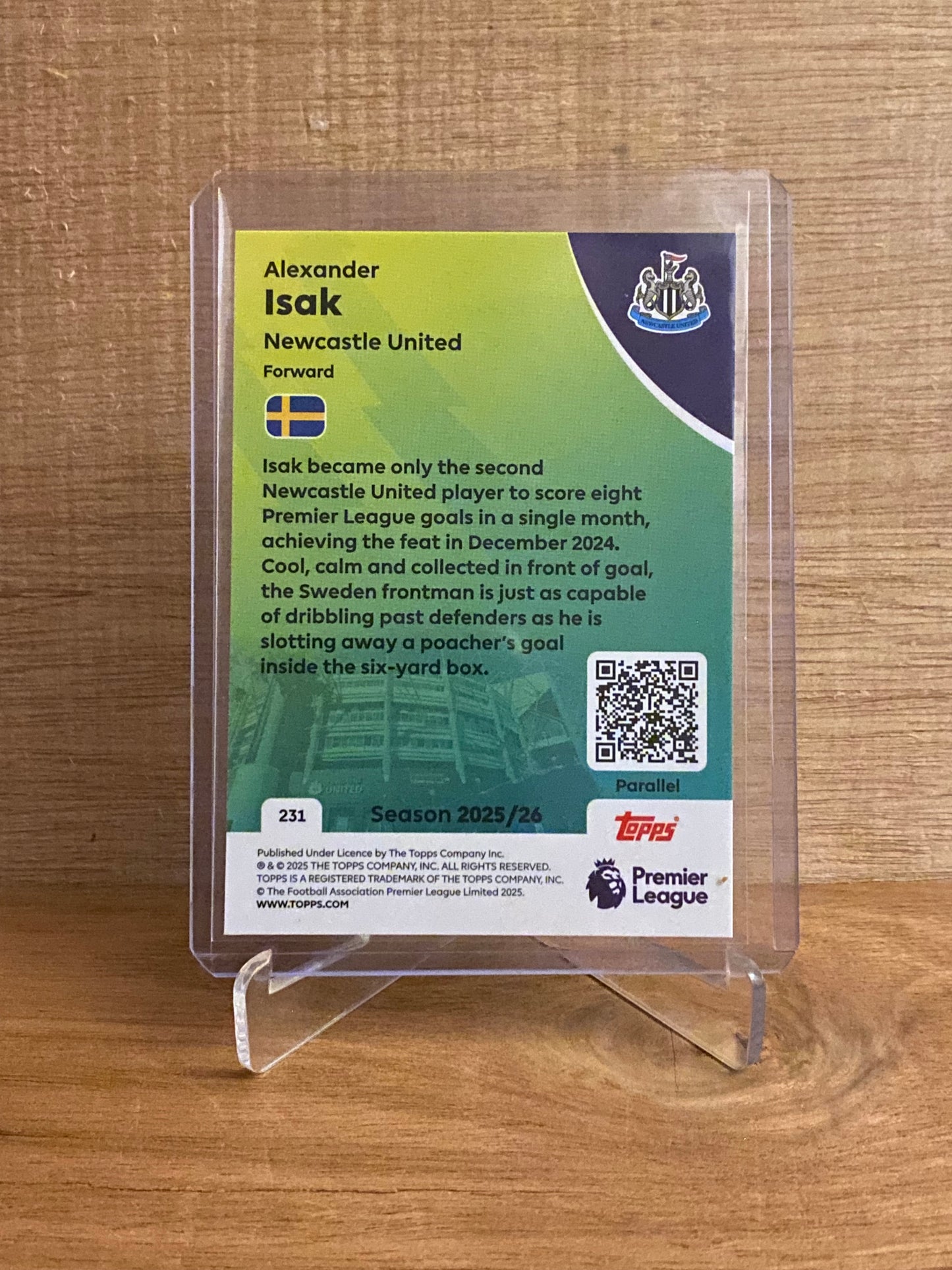Fodbold kort Topps Premier League 2025/2026 - Newcastle Blue Parallel Alexander Isak