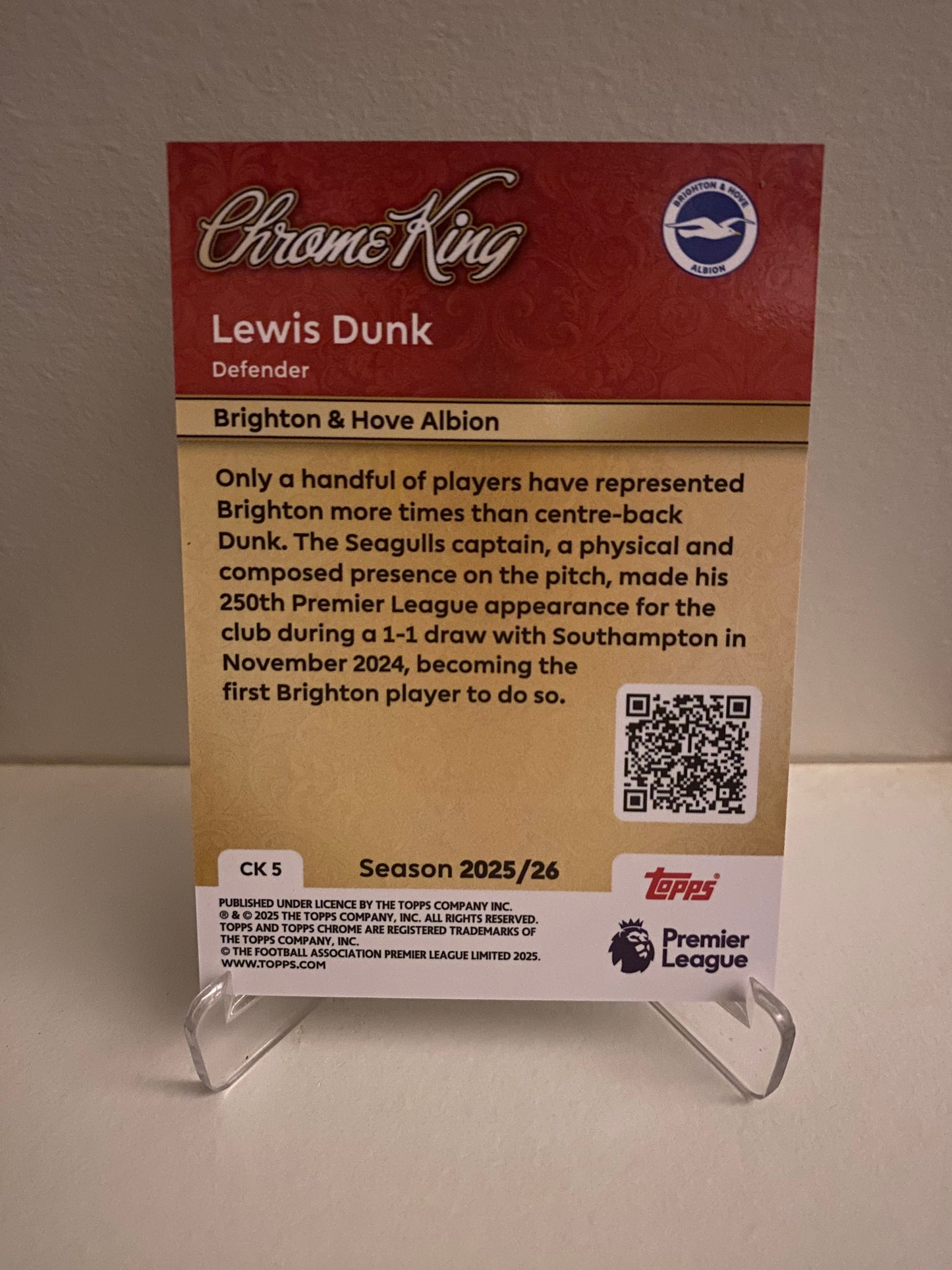 Fodbold kort Topps Premier League 2025/2026 - Chrome King Lewis Dunk - Pokedexet