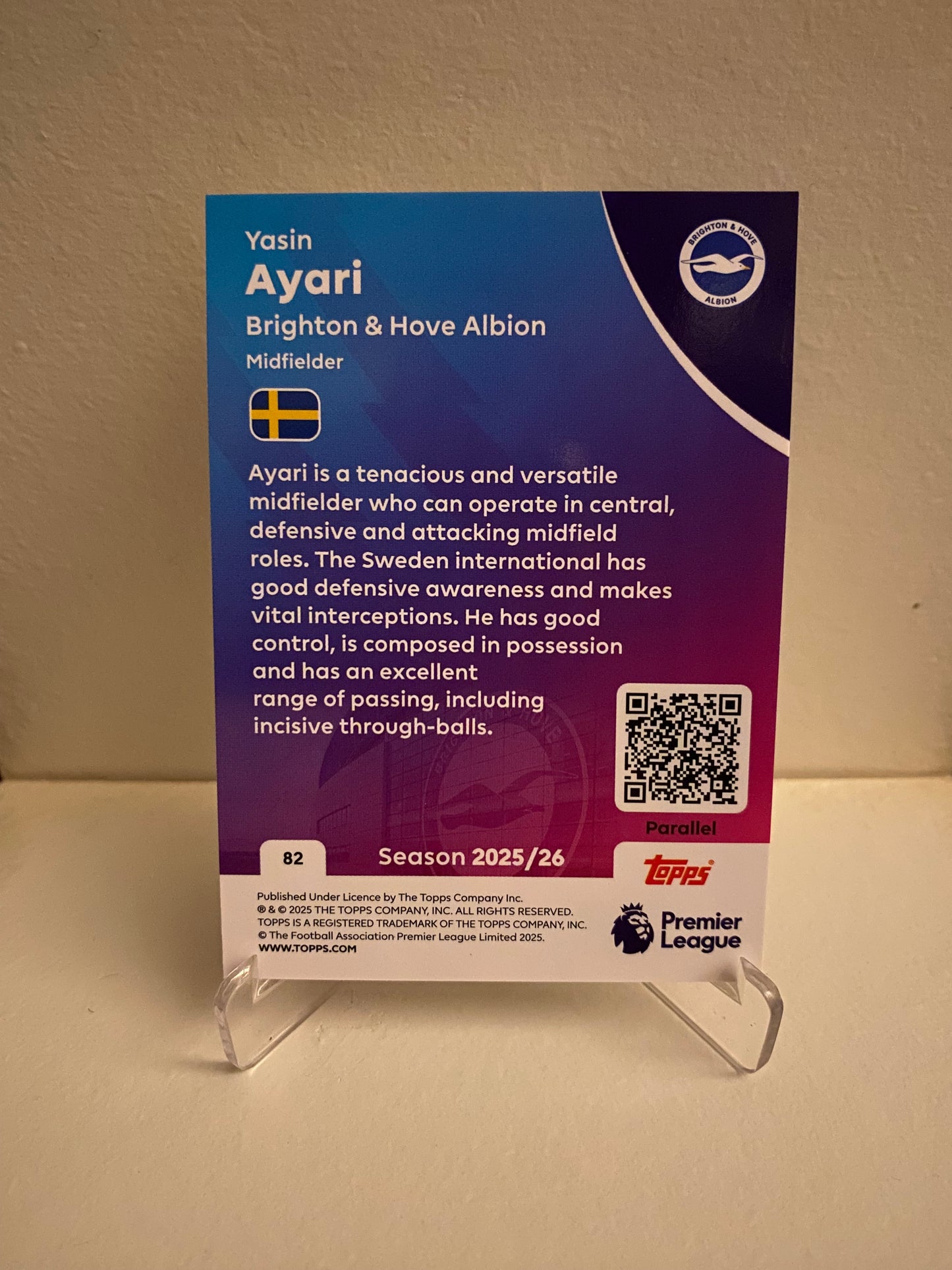 Fodbold kort Topps Premier League 2025/2026 - Yellow Parallel Yasin Ayari - Pokedexet