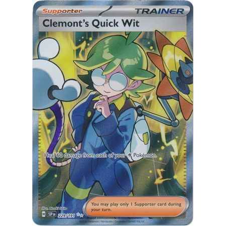 Pokemon kort Scarlet & Violet Surging Sparks - Clemont´s Quick Wit Full Art (229/191) - Pokedexet