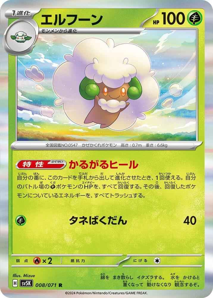 Japansk Pokemon kort - Scarlet & Violet Wild Force - Whimsicott Rare Holofoil (8/71) - Pokedexet