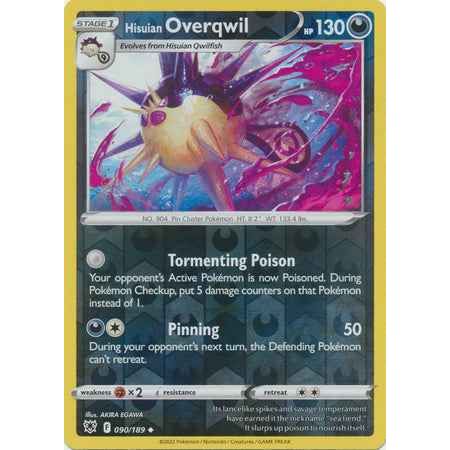 Pokemon kort Sword & Shield Astral Radiance - Hisuian Overqwil Reverse Holofoil (90/189) - Pokedexet
