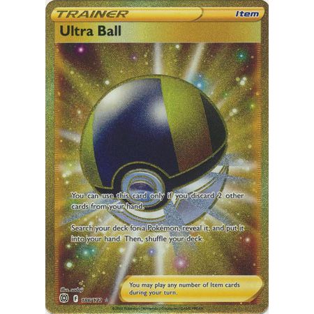 Pokemon kort Sword & Shield Brilliant Stars - Ultra Ball Gold (186/172) - Pokedexet