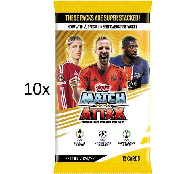 10x Topps Booster Packs Match Attax - UEFA Champions League 2024/2025 - Pokedexet