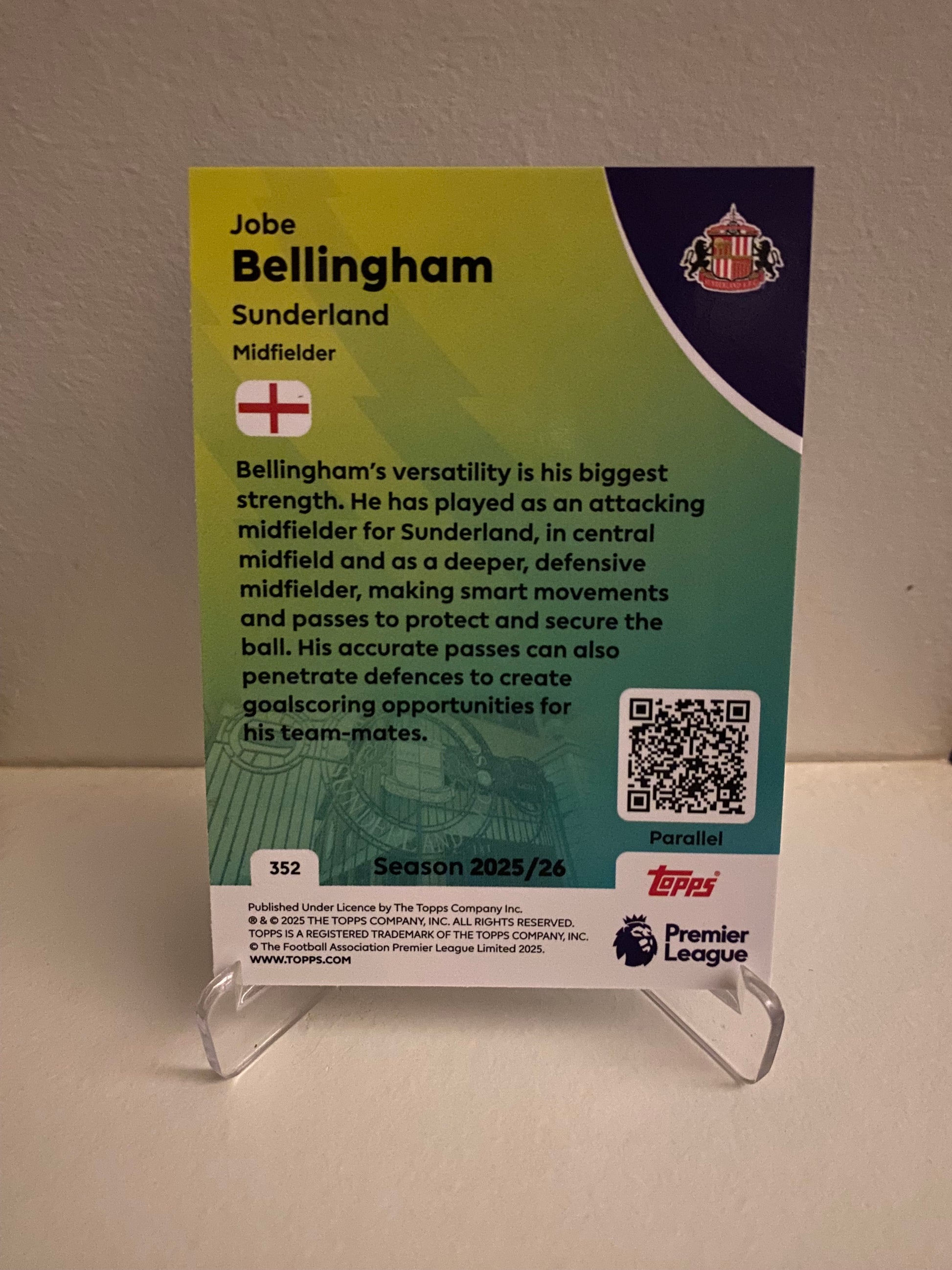 Fodbold kort Topps Premier League 2025/2026 - Blue Parallel Jobe Bellingham - Pokedexet