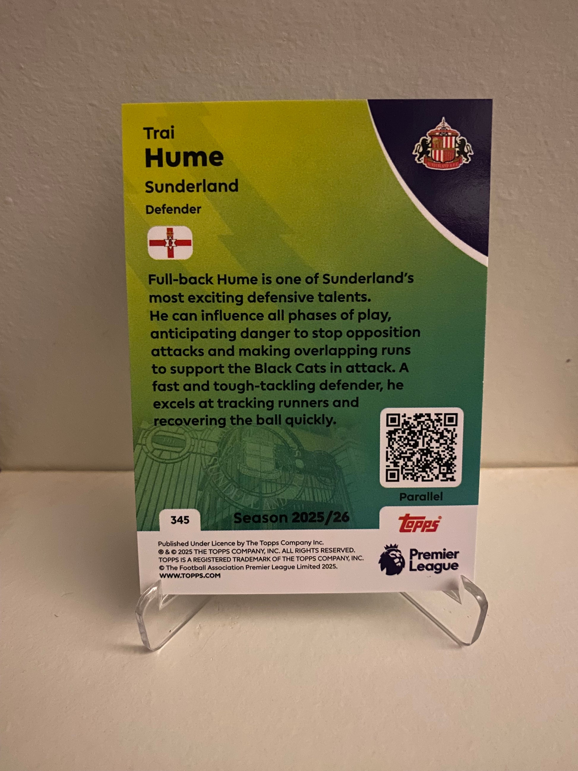 Fodbold kort Topps Premier League 2025/2026 - Green Parallel Trai Hume - Pokedexet