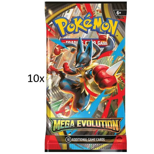 10x Pokemon Mega Evolution Base Set Booster Pakker