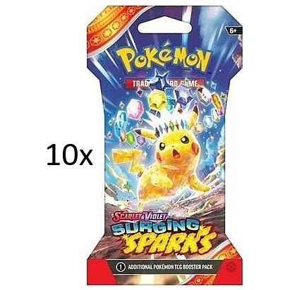 10x Pokemon Sleeved Booster Packs - Scarlet & Violet Surging Sparks