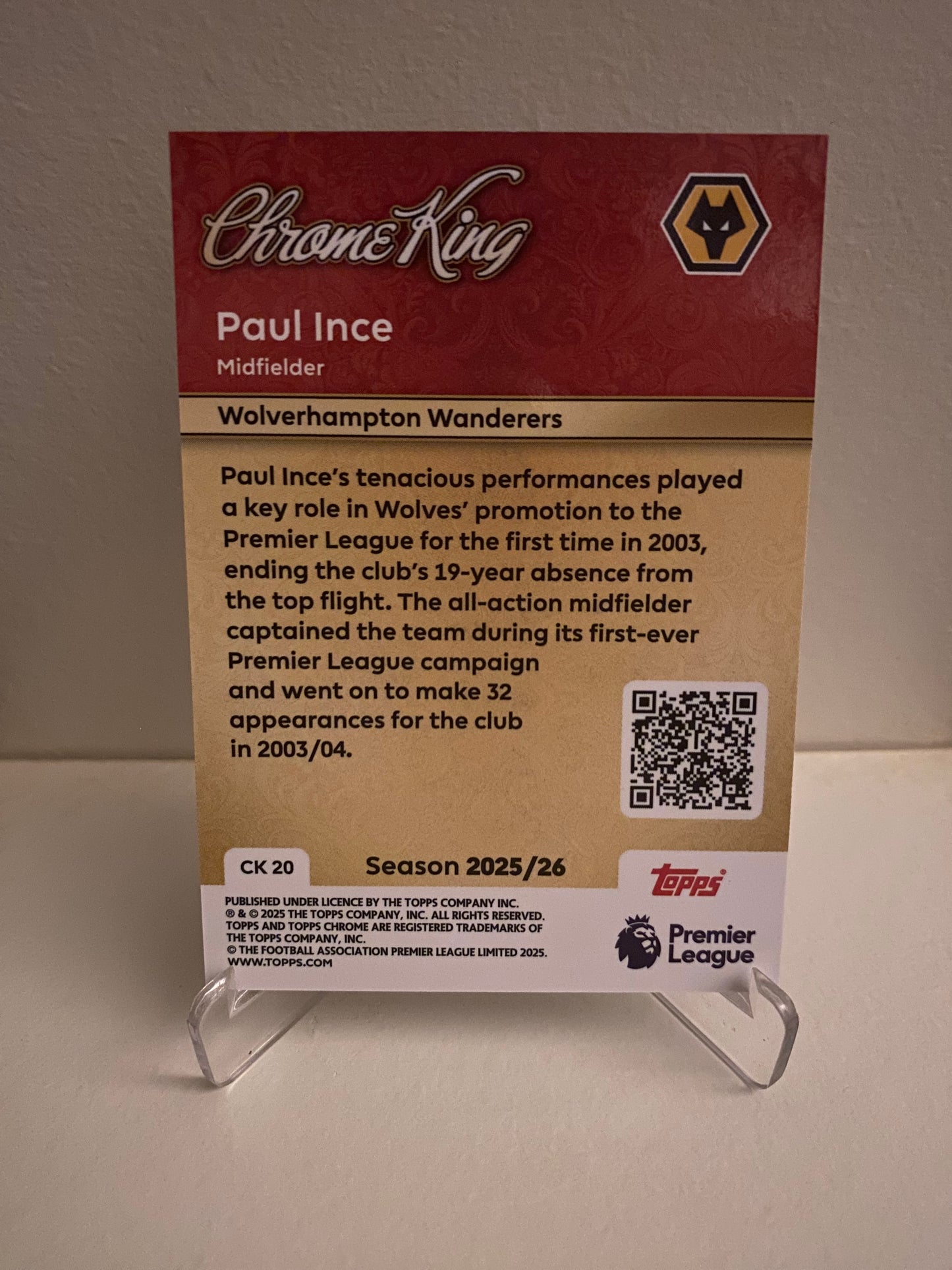 Fodbold kort Topps Premier League 2025/2026 - Chrome King Paul Ince - Pokedexet