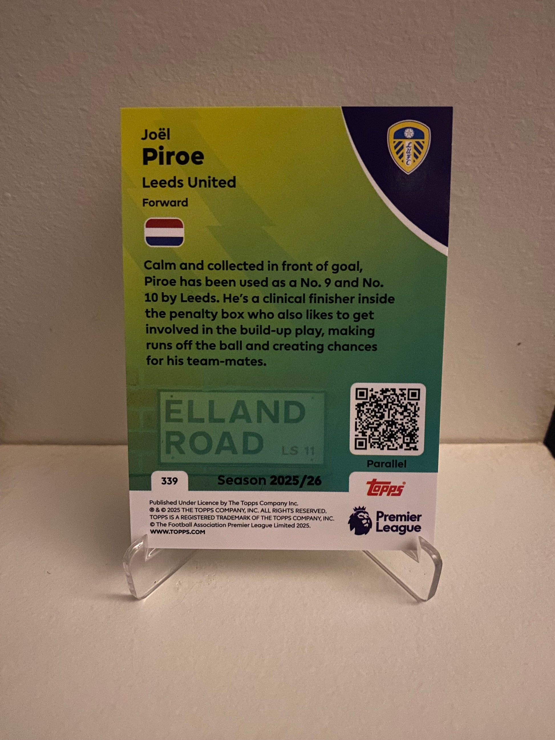 Fodbold kort Topps Premier League 2025/2026 - Yellow Parallel Joel Piroe - Pokedexet