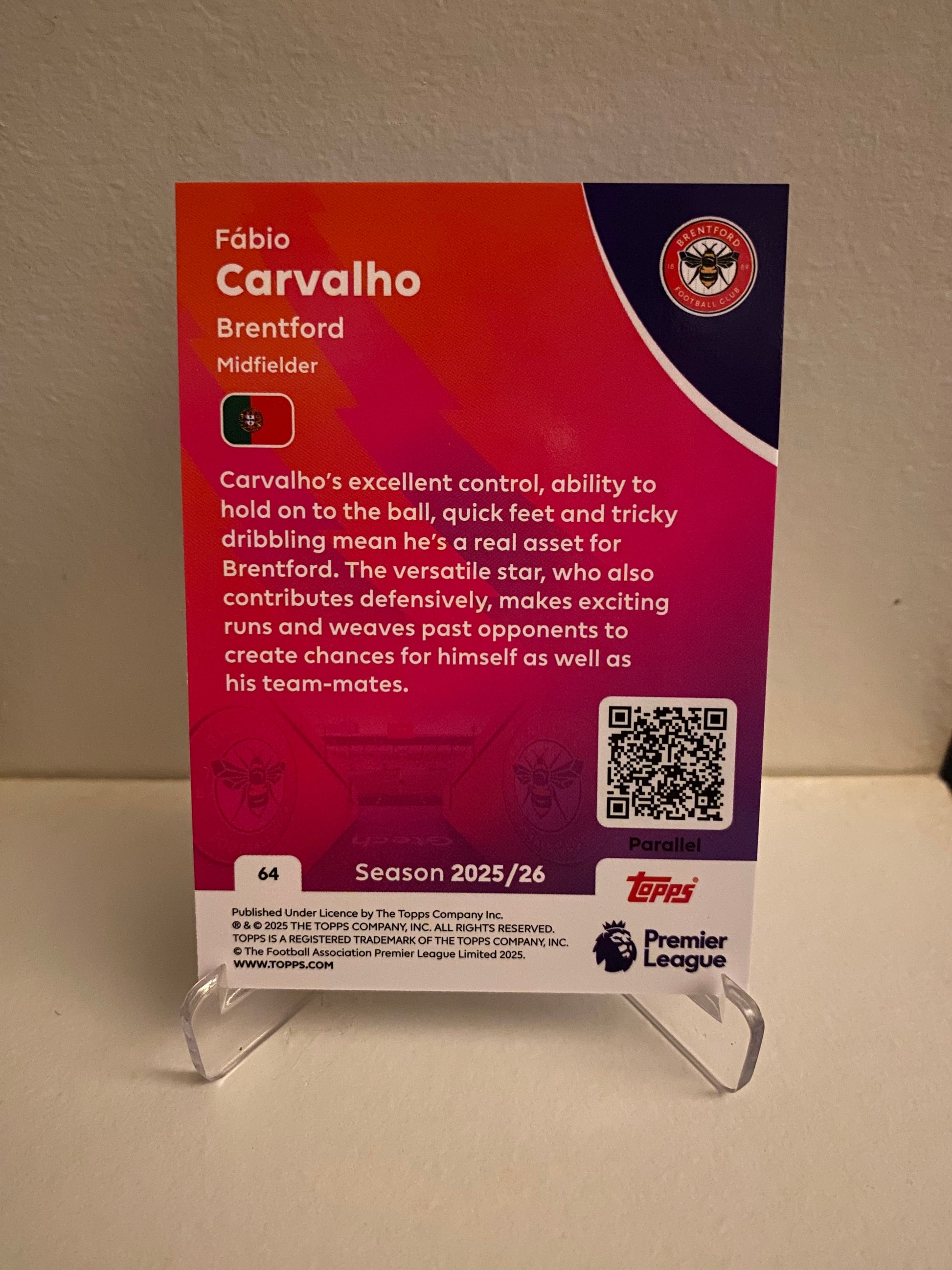 Fodbold kort Topps Premier League 2025/2026 - Blue Parallel Fabio Carvalho - Pokedexet