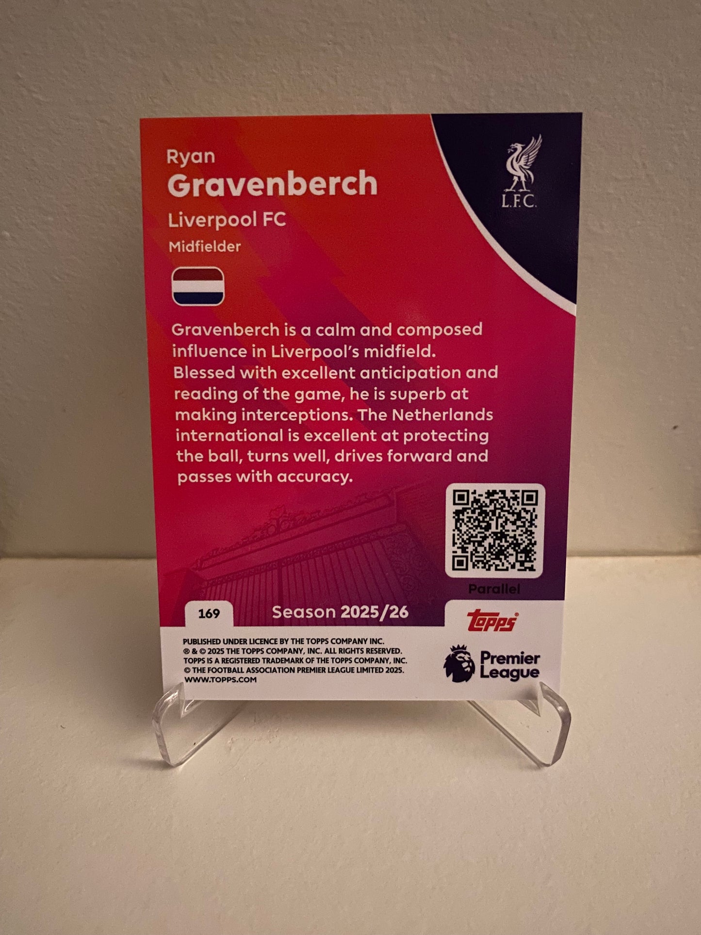 Fodbold kort Topps Premier League 2025/2026 - Yellow Parallel Ryan Gravenberch - Pokedexet