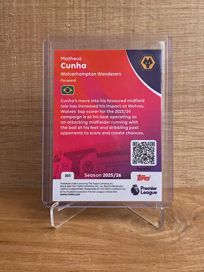 Fodbold kort Topps Premier League 2025/2026 - Wolverhampton Blue Parallel Matheus Cunha