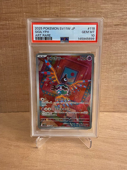 Japansk Pokemon kort - Scarlet & Violet White Flare - Sigilyph #118 - PSA 10