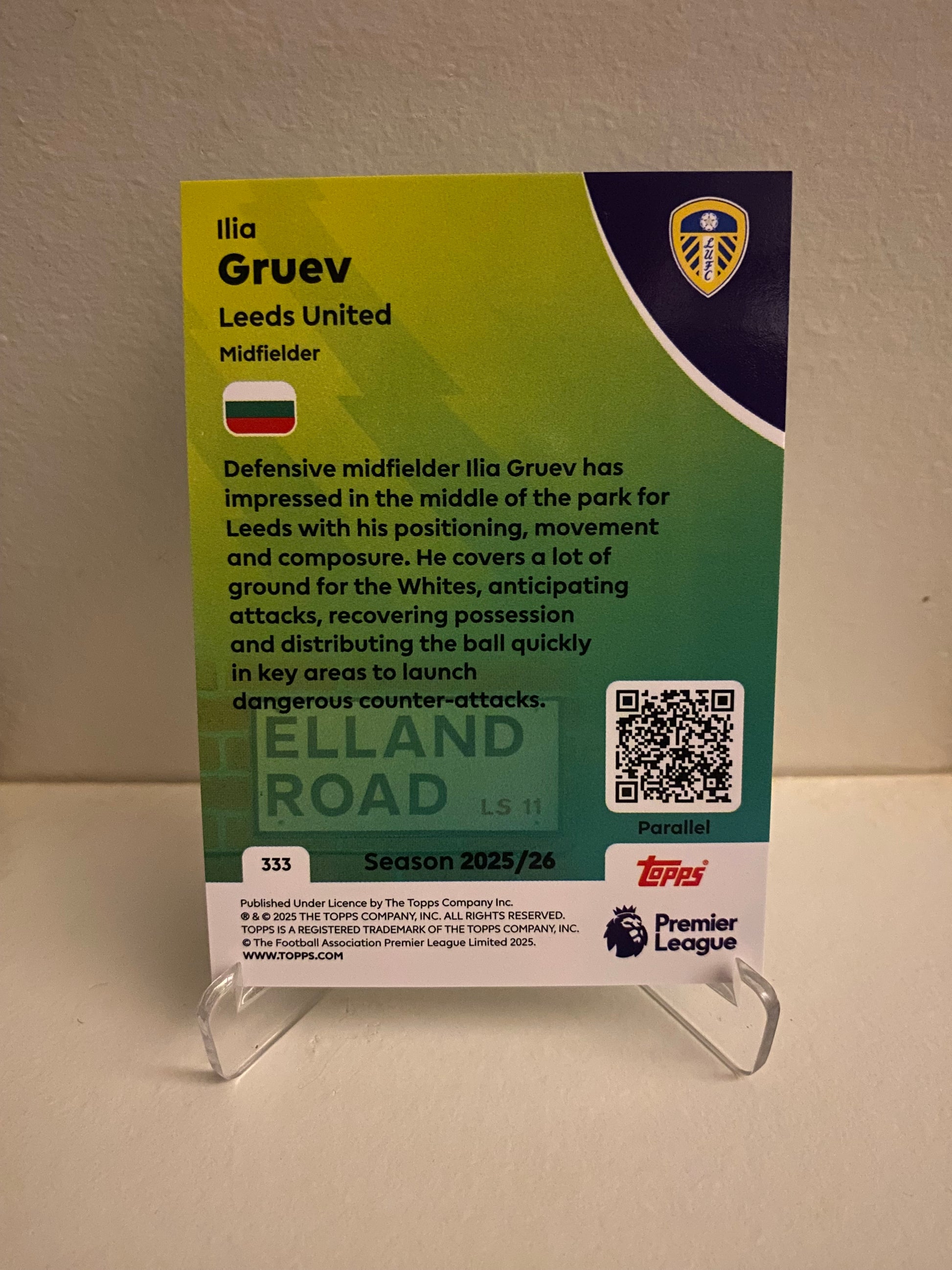 Fodbold kort Topps Premier League 2025/2026 - Green Parallel Ilia Gruev - Pokedexet
