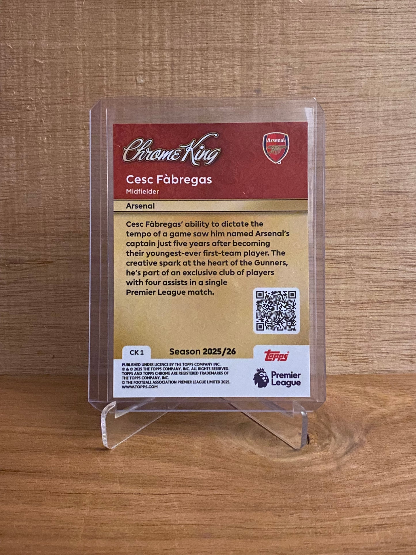 Fodbold kort Topps Premier League 2025/2026 - Arsenal Chrome King Cesc Fabregas