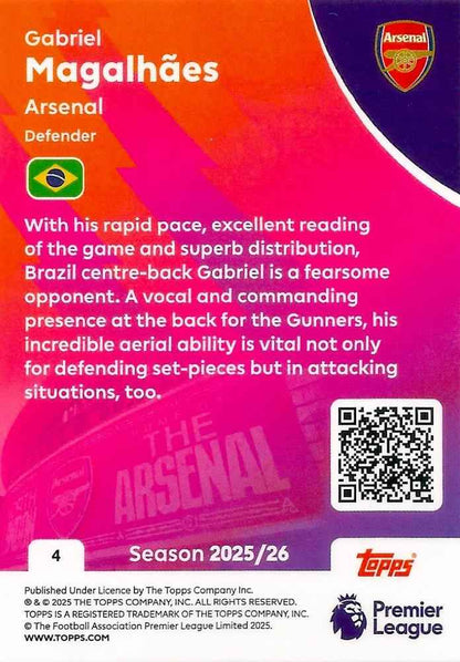 Fodbold kort Topps Premier League 2025/2026 - Arsenal Gabriel Magalhaes
