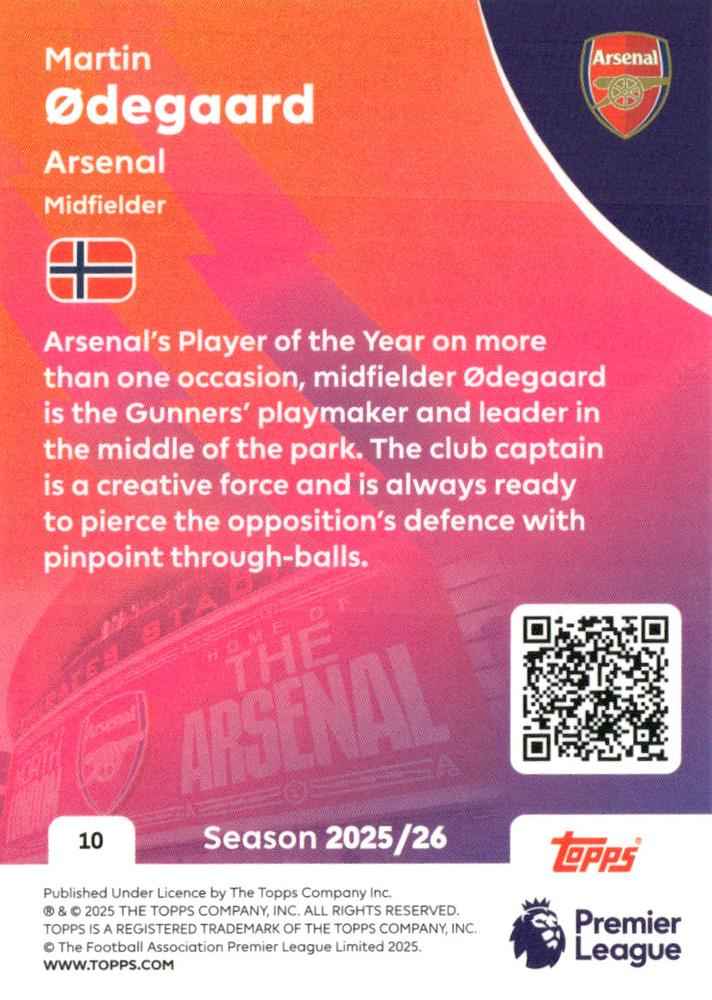 Fodbold kort Topps Premier League 2025/2026 - Arsenal Martin Ødegaard