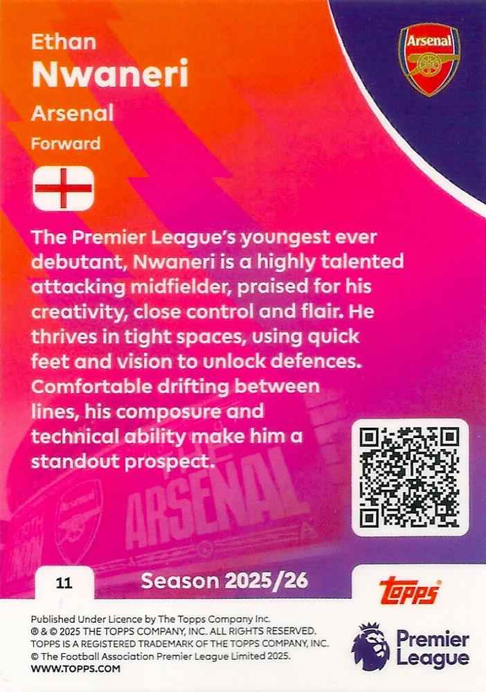 Fodbold kort Topps Premier League 2025/2026 - Arsenal Ethan Nwaneri