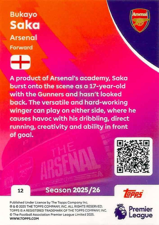 Fodbold kort Topps Premier League 2025/2026 - Arsenal Bukayo Saka
