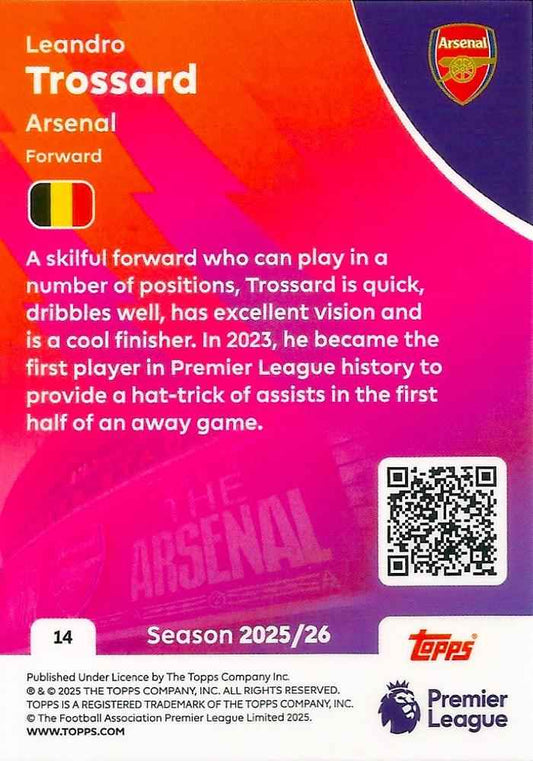 Fodbold kort Topps Premier League 2025/2026 - Arsenal Leandro Trossard